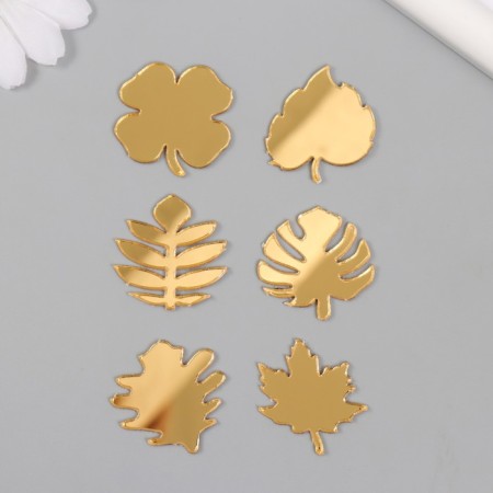 Decor for creativity plastic mirror "leaves" set 6 pcs