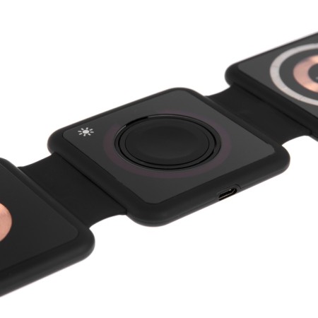 Wireless charging 3 in 1 h39, 15 W, backlight, support magsafe, folding, glass, black-9