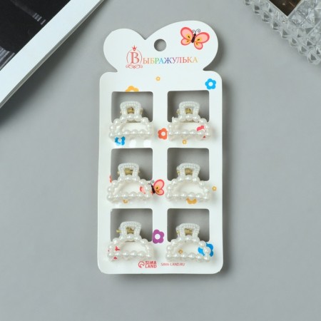 Hair crab "Arena" (set 6 pcs) arc, 2.5 cm, white-2