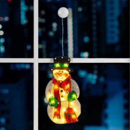 LED figure on the suction cup “Snowman” 22 × 44 cm, plastic, batteries AAAX3 (not in the kit), glow warm white