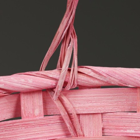 Wicker basket, D16 x 13.5 x 20 cm, pink, bamboo-3