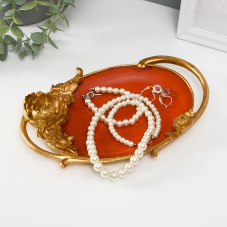 Interior polystone stand "Royal gold peonies" for red tree 23x16.5x3 cm 102039-1