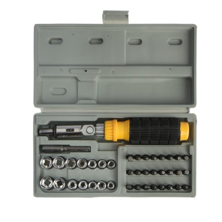 A screwdriver with a set of bit and tundra heads, reversible, in a case, 40 objects-1
