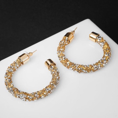 Challenge-ring earrings d = 4.5, white-golden color