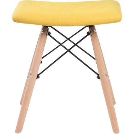 Stool Ben array of beech/metal/fabric, natural/yellow 40x40x44 cm-1