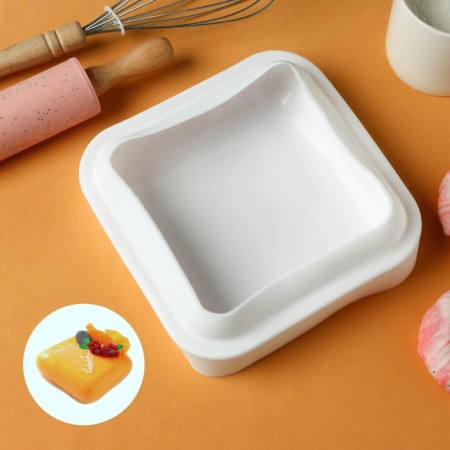 Form for mousse desserts and baking konfinetta "quadro", silicone, 18.5 × 5 cm, white color
