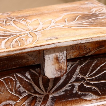 Casket "Flowers" 40x20x18 cm, Albeye tree, light brown-2