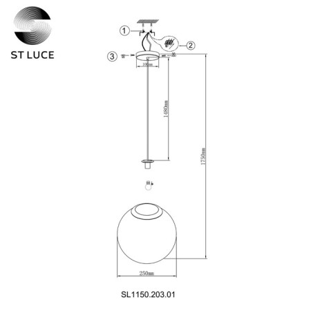 STL LUCE Sus. SL1150.203.01. Liora. 1x40 W, E27, 25x25 cm, matte gold color-6