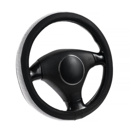 Cartage steering, leather PU, rhinestones, size 38 cm, black