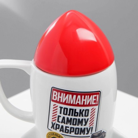 Ceramic mug “The most brave”, 300 ml, white color-6