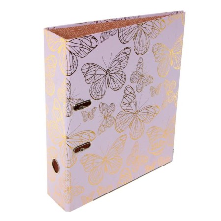 A4, 75 mm PAPKA-Registrum, Devente Gold Rose Butterfly, collapsible, metal edging, matte lamination, foil embroidery-1