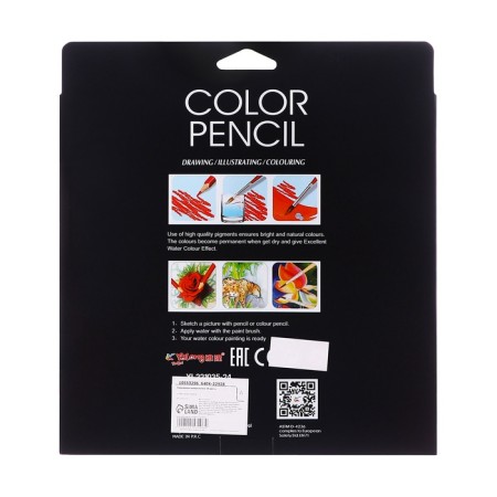 Pencils of watercolor 24 colors, in a cardboard box, triangular, der, with KIS, animal mix-10