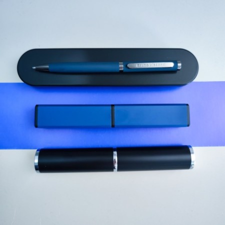 Switching handle, 1.0 mm, BrunovisConti firenze, blue rod, metal case Soft Touch Blue, in a tube-5