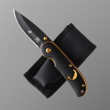 Stinger folding knife with a clip, 70 mm, handle: steel, wood, box cardboard