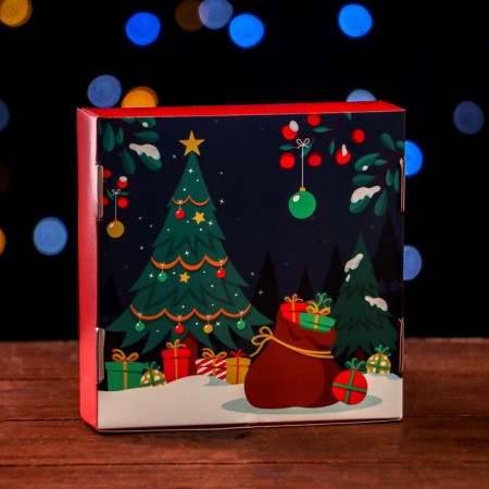Gift box team with the window "New Year's abstraction", 11.5 x 11.5 x 3 cm-2