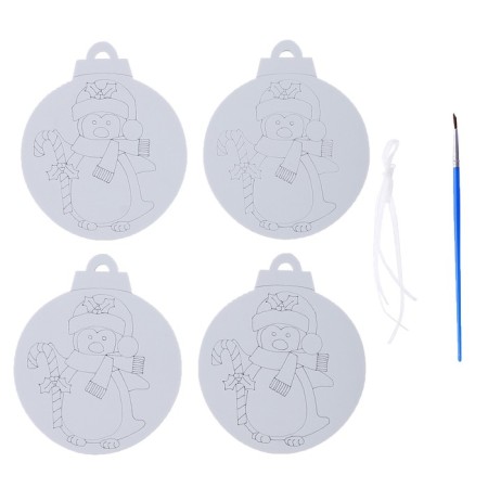 Christmas tree decoration for painting "Penguin" 4 pcs., Brush-1