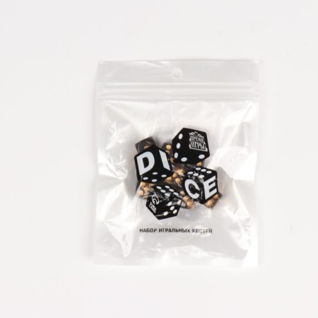 A set of dice of playing "Game time", 10 pcs, 1.6 x 1.6 cm, gold marble-1