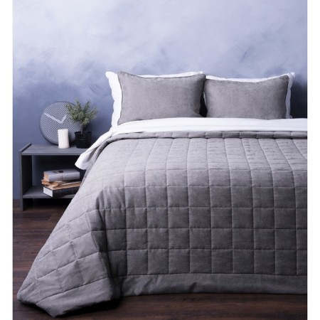 Software "Soft": a bedspread 160 x 220 cm, pillowcase 40 x 40 cm - 2 pcs, color gray