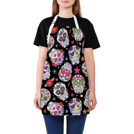 Apron kitchen with a photo print "Choice of sugar skulls", adjustable, size OS