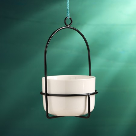 Suspended pot "minimalist" black, 9x9x17cm-1