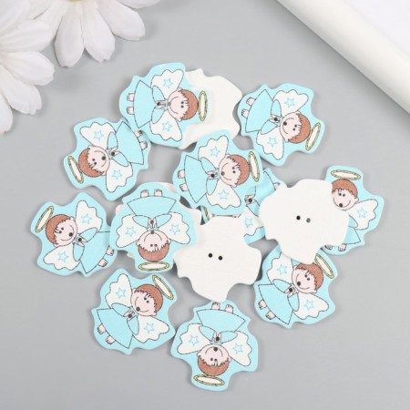 Buttons wood for creativity 2 punctures "angel in blue" set of 15 pcs 2.8x3.1 cm-2