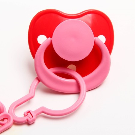 Orthodontic dummy nipple, latex, from 0 months, with the holder, Moore-Mur, pink color-5