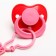 Orthodontic dummy nipple, latex, from 0 months, with the holder, Moore-Mur, pink color