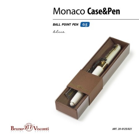 Ballic handle, 0.5 mm, BrunovisConti Monaco, blue rod, Soft Touch body white, in case-6