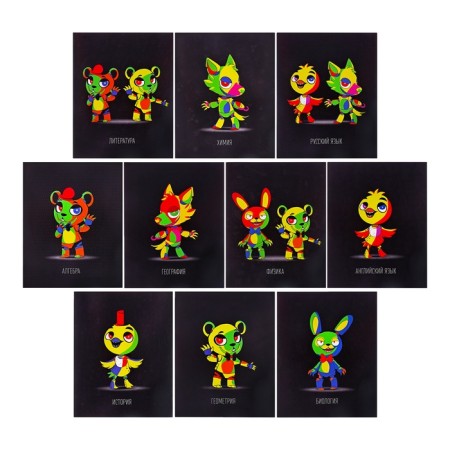 Complet object tetra 48l 10 subject neon animals Calligrata Top, Help Mate, Chalk, Neon, Offset-1