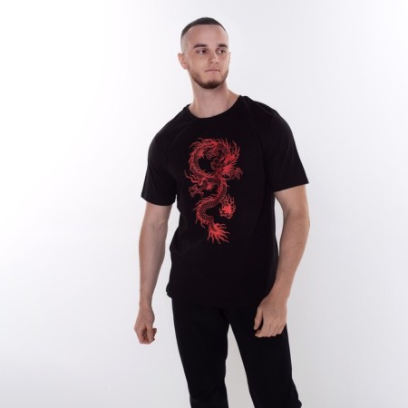 T -shirt male "Dragon", black color/Red print, size 60