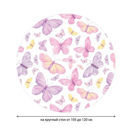 General butterflies tablecloth, round, oxford, elastic band, size 140x140 cm, diameter 105-120 cm-1