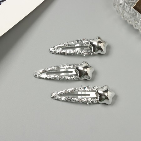 Invisibility for hair "Agatha" (set of 3 pcs) star, 5 cm, silver-1
