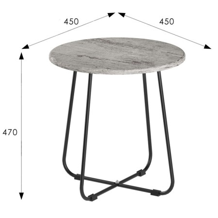 Journal table Beautystyle 14, 450x450x470, Gray Shpat/Black-2