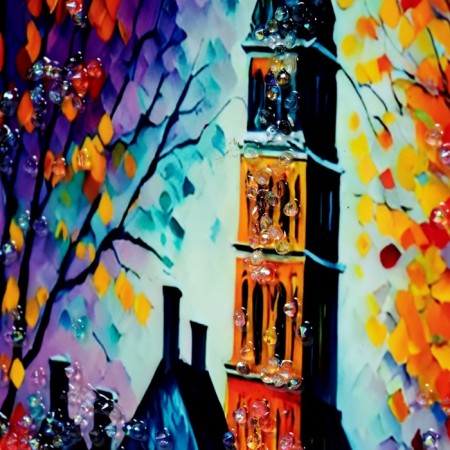 Acrylic painting "Evening City" 40x30 cm-2