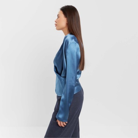Women's blouse with a drapician Mist: Classic Collection p. 42, blue color-6