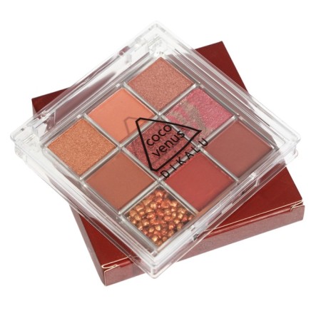 Professional palette of eyelid shadows with glitter 9 colors