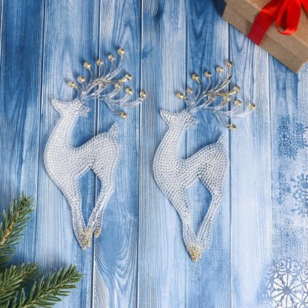 Jewelry decoration "Graceful deer" (set 2 pcs) 8x17.5 cm, transparent-gold