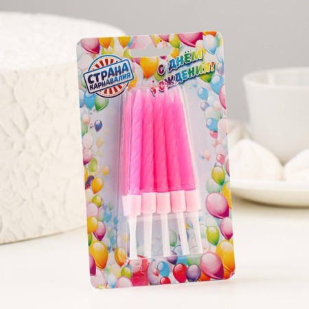 Candles for the cake "Neon", 10 pcs, pink 5 cm-9