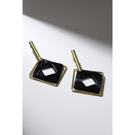 Earrings Assorted "Illusion", black color in gold-4