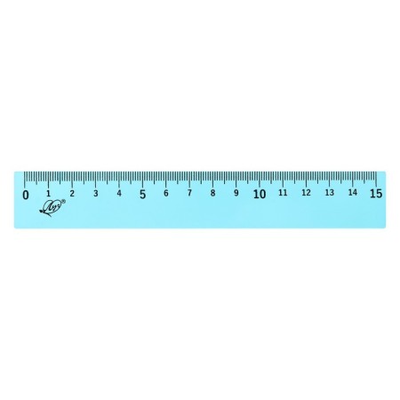 Drawing set 4 objects (ruler 15 cm, square 30 °/ 60 °, 10 cm; square 45 °/ 45 °, 8 cm; transporter 180 °, 9 cm), transparent blue-4