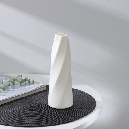 Vase for flowers "Grace", 4 × 7 × 21 cm, 450 ml, white color