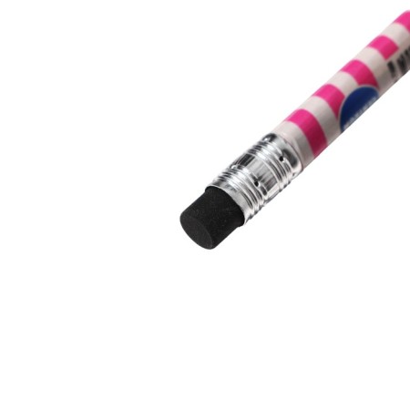 Chernographic pencil HB, Kuromi+Me Melody, three -sided, with an eraser-2