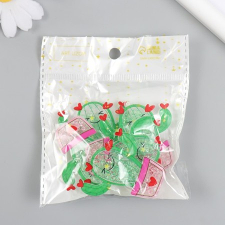 Shaker for the work of Acryl "Cactus in a pot with hearts" with beads 0.5x4.8x4.9 cm-3