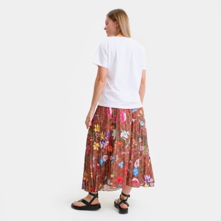 Women's costume (T -shirt/skirt), white/brown color, one size size-2