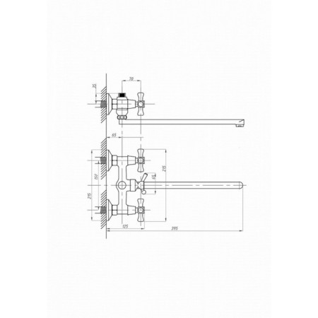 Fauzt FZS-421-07 bath mixer, two-wound, long spout, shower, chrome-3