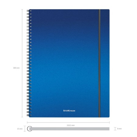 A4 notebook, 80 sheets in a cage on the crest Erichkrause Ice Metallic, plastic cover, elastic band, offset block, whiteness 100%, mix-3