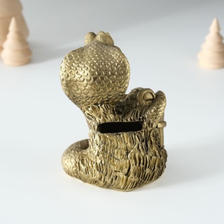 Piglite Polystone "Snake with a tub" Bronze 7x6x10 cm-3