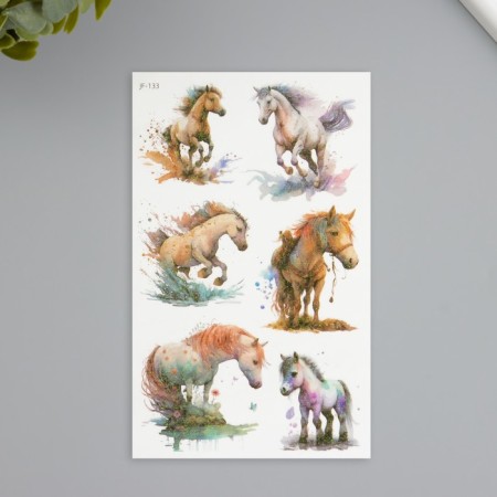 Tattoo on the body phosphorus with sparkles "horses" 7.5x12 cm
