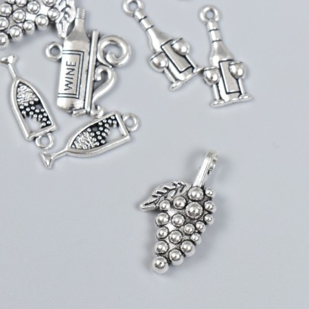 Decor for creativity Metal "Tasting of wine" silver set 4 pcs 2.6x1.4 cm-2