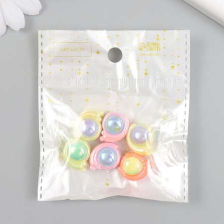 Bead for creativity plastic "Snail" set 6 pcs. Color with mother -of -pearl mix 1.4x1.8 cm-3